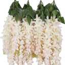 Duovlo Silk Wisteria Flower Artificial 2.13 Feet Hanging Wisteria Vine Fake Flower Bush String Home Party Wedding Decoration,Pack of 4 (Light Pink)
