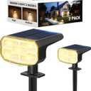 Solar Lights Outdoor Waterproof IP65, Super Bright LED, 3000K 2 Lighting Modes, Solar Powered Yard Garden Solar Spot Lights for Outside Landscape Auto On/Off -2 Pack