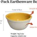 Small Earthenware Ramekins Custard Bowls, 10 Pack Mini Dipping Sauce Cups Pinch Bowl, Little Kitchen Condiment Ingredient Prep Salad Dishes, Dishwasher Microwave Freezer Safe