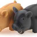 CHIWAVA 1 Pack 6.5" Medium Pig Dog Toy for Dogs Latex Rubber Cube Squeeze Grunting Sound Interactive Play, Beige