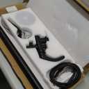 Senlesen Matte Black Bathroom Single Handle Freestanding Bathtub Faucet Floor Mounted Waterfall Tub Filler with Hand Shower Set