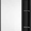 Vintage-Style Bathroom Wood Black Cabinet with 16.5''x24'' Black Metal Frame Curved Mirror, Recessed Medicine Cabinet, Bathroom Storage Cabinet