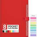 Forvencer Expanding File Folder with 8 Pocket, Letter Size Accordion File Organizer, Portable Folders for Documents, Cute Paper Organizer, Filling Products for School Office Supplies, A4 Size, Red
