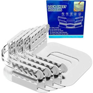 Bed Sheet Holder Fitted Sheet Straps/Holders - Upgraded Version Keep Sheets Secure & Wrinkle-Free, Heavy-Duty Bed Rack with Adjustable Anti-Slip Lock Strip for All Mattress Sizes (Gray) 4Pcs