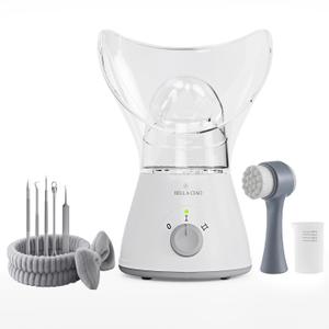 Bella Ciao Face Steamer, 11 Pc Facial Kit, Home Spa Kit, Gray/White