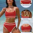 popvil Women's High Waisted Bikini Sets Neon Two Piece 2026 Swimsuit Sporty Adjustable Straps Bathing Suit (Red, Small)