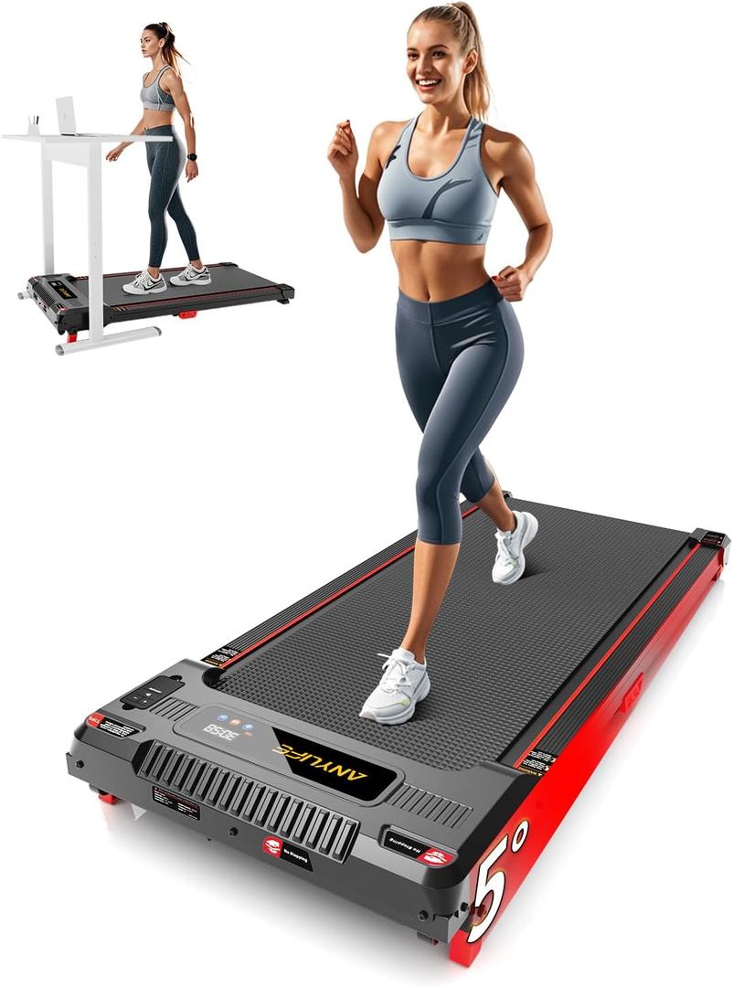 Walking Pad Treadmill, Anylife Incline Walking Pad Under Desk Treadmill 330lb Capacity, 2.5HP Portable Treadmills for Home, Compact Treadmill Small Running Pad with LED Display 