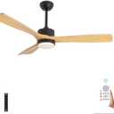52” Ceiling Fans with Lights Remote Control,Indoor Outdoor Wood Ceiling Fan with 3 Blade for Patio Living Room, Bedroom, Office, Summer House, Etc