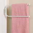 Novabright Door Hinge Towel Bar Rack Behind Storage Door Double Bar Towel White Alloy Steel Rack Holder Hinge Mounted for Family Compact Spaces Small Bathrooms Bedroom