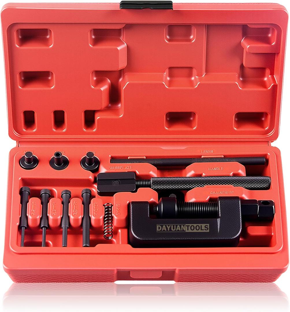 DAYUAN 13 pcs Motorcycle Chain Breaker Set, Chain Removal Tool Chain Cutter and Riveter Kit for Cam and 35 to 630 Chains
