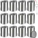 12PCS Empty Paint Cans with Lids, 1 Quart Metal Unlined Paint Bucket, Small Round Paint Storage Containers for Leftover Paint, Arts Crafts, DIY Projects, Painting (Silver, 2 Pint)