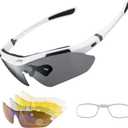 ROCKBROS Polarized Cycling Glasses for Men, Sports Glasses with 5 Interchangeable Lens for Running, Pickleball, Baseball, One Size