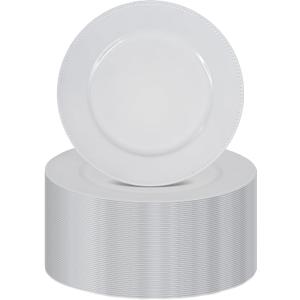 36 Pcs White Charger Plates Round Charger Plates13 Inch Bulk Wedding Dinner Elegant Reusable Plastic Chargers Plates Wedding Holiday Party Baby Shower Event Decoration (White)