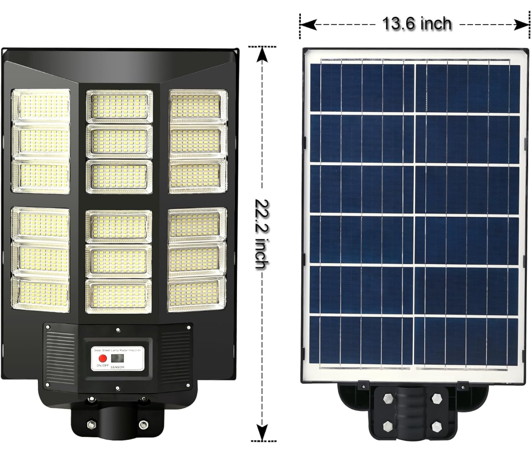 Solar Street Light Outdoor, Dusk to Dawn Solar Parking Lot Light Outdoor Waterproof Radar Motion Sensor Solar Flood Light with Remote Control for Squares Garage Street Road