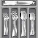 60-Piece Black Silverware Set with Organizer, AIVIKI Stainless Steel Flatware for 12, Cutlery Utensil Set for Home Restaurant, Tableware Includes Knife Fork Spoon Set, Mirror Polished