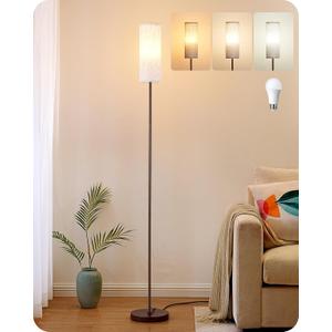 EDISHINE LED Floor Lamp for Living Room, 63.7in Modern Standing Lamp with 9W LED Bulb, 3 Color Temperature, Minimalist Floor Lamp for Bedroom, Office, Nursery, Foot Pedal Switch, Brown