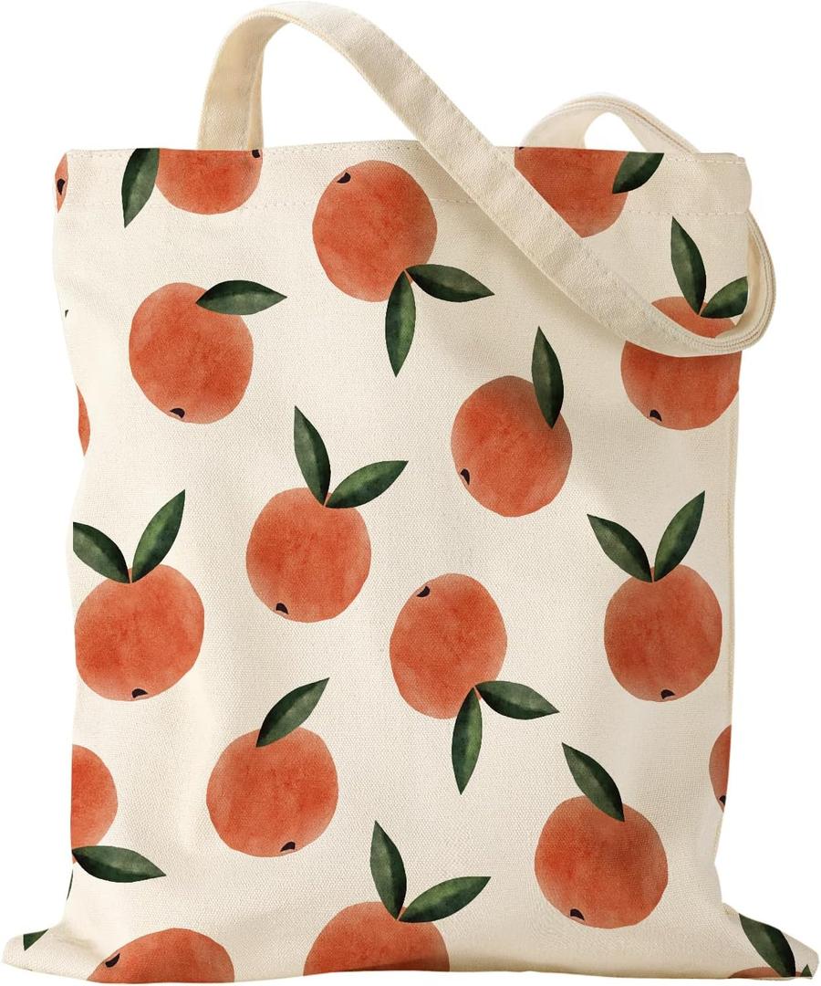 Aesthetic Canvas Tote Bag for Women - Sturdy Cloth Cotton Totes Bag with Pattern Shoulder Bag