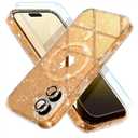 Choiche Magnetic for iPhone 17 Case Compatible with MagSafe, Women Cute Glitter Sparkly Phone Case with Diamond Camera Lens Protectors, Military-Grade Drop Protection 6.3" (Gold)