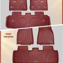 YHTAUTO Floor Mats Compatible with Tesla Model Y 2025-2020 (5-Seat, Not for Juniper), TPE Floor Liners All Weather Custom Fit, 1st & 2nd Row, Set of 3, Red
