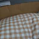 BDEUS 7 Pieces Gingham Ruffle Comforter Set King Size, Brown Grid Tartan Bedding Set, Soft Breathable Fabric Comforter with Flat Sheet, Fitted Sheet, 2 Pillowcases & 2 Shams, 104"X90"