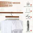 Closet Organizer with 12 Clips, Space Saving Hangers for Clothes, Hanging Closet Organizers and Storage, Wooden Socks Hats Pants Hangers with Clips, for Small Room Organization