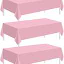 Childom 3 Pack Pink Plastic Tablecloth for Rectangle Tables 54" x 108" Pink Disposable Table Cloth for Mothers Day Decorations,Plastic Table Cover for Birthday Graduation Party Christmas Anniversary