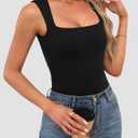 OwnTime Womens Square Neck Tank Tops Dressy Summer Sleeveless Shirts Sexy Going Out Fitted Trendy Tops T Shirts Blouses (XL)
