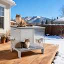 Weatherproof Insulated Outdoor Cat House with Mat for Feral Cat, Plastic Elevated Cat Shelter with Escape Door, Easy Assemble, Expansive Interior Grey 27.0" L x 27.0" W x 21.0" H