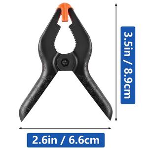 9 Pack 3.5 inch Plastic Spring Clamps, Black Heavy Duty Clips, Backdrop Clips, Plastic Clamps for Crafts, Backdrop Stand, Woodworking, Photography