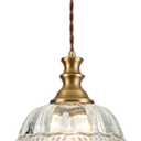 HDDFL Glass Pendant Lights Modern Pendant Lighting Fixtures 11.8 in Brushed Finish Hanging Lamp for Kitchen Island Bedroom Dining Room Coffee Shop Hallway Hotel Living Room (Matte Brass)