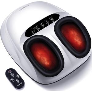 KNQZE Shiatsu Foot Massager with Heat, Compression, Deep Kneading Foot Massage for Plantar Fasciitis Relief, Remote Control, Multi Massage Modes, Auto Shut-Off Timer, FSA Eligible, White