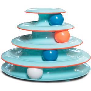 Petstages Chase Meowtain Interactive 4-Tier Cat Track Toy (One-Size)