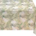 Antigua Tropical Leaf Vinyl Tablecloth 60 x 102 Inch Rectangle Waterproof Table Cover with Flannel Backing, Wipeable Indoor/Outdoor Summer Flowers Print for Picnics, BBQs, and Holiday Dining