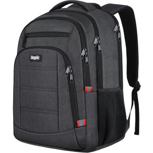 Backpack for Men Women, School Backpack, Large Quilted College Bookbag for Men, Water Resistant Travel Work Backpacks, Business Computer Back Pack with Reinforced Straps, Fits 17" Laptop Black