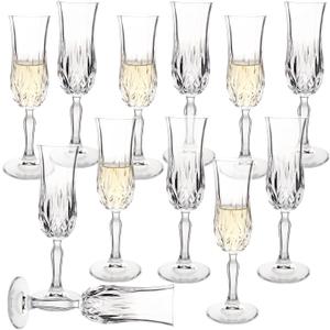 Champagne Glasses Set of 12, 4.4Oz Premium Stemmed Vintage Champagne Glasses, Crystal Clear Goblet Glassware for Wine, Whiskey, Liqueur, Perfect for Valentines Day/Wedding/Anniversary