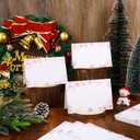 Whaline 100 Pcs Christmas Place Cards 4.7 x 3.1 Inch Winter Snowflake Pink Floral Tent Cards Watercolor Blank Table Name Sign for Xmas Holiday Party Table Setting Supplies