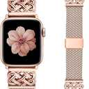 TOYOUTHS Braided Magnetic Band Compatible with Apple Watch Bands 38/40/41/42/44/45/46/49mm Women Men, Dressy Celtic Metal Stretchy Elastic Strap for iWatch Series 11 10 9 8 7 6 5 4 SE/Ultra 3 2 1