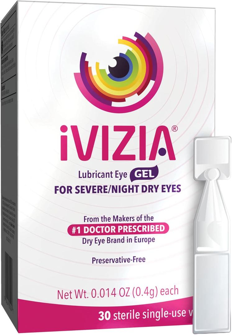 iVIZIA Eye Gel for Nighttime Dry Eyes, Preservative-Free, 30 Single-use vials, Best buy February 2028