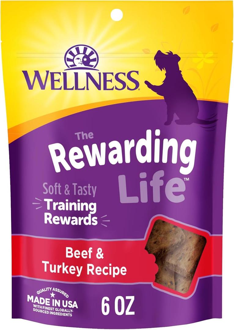 4 x Wellness Rewarding Life Dog Treats, Training Treat, Grain Free, Soft Beef & Turkey (6 Ounce Bag) (0.38 Ounce (Pack of 1))