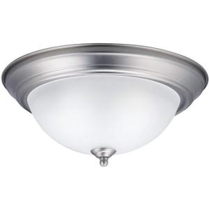 Kichler 8112NI Flush Mount Round Glass Ceiling Lighting, Brushed Nickel 2-Light (14" W x 6" H) 60 Watts, 13.25" Width