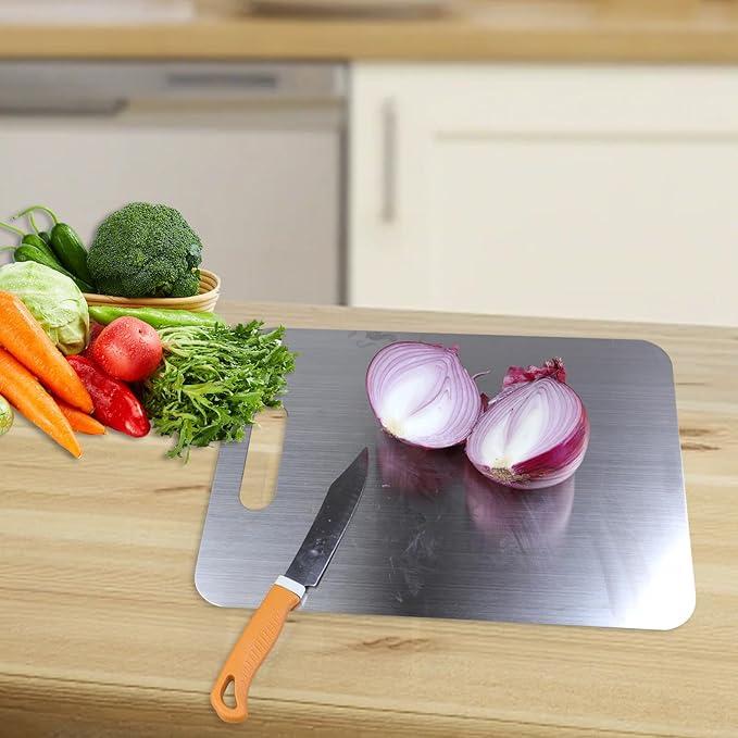 Titanium Cutting Board - 100% Pure Titanium Cutting Boards for Kitchen, Food Grade 304 Stainless Steel Cutting Board Set for Meat Fruit & Vegetable (15.4 * 11Inch)