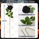 Roses Artificial Flowers, Black Flowers with Stem Valentine Anniversary Sympathy Memorial Gift, Fake Silk Roses Indoor Outdoor Decor for Funeral Wedding Birthday Party Christmas Halloween(24, Black)