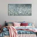NINEASO Abstract Flower Wall Art - Elegant Translucent White Wildflowers Pictures Botanical Wall Decor Grey Blue Green Bloom Painting Prints Artwork for Living Room Bedroom Home Office 24" x 48"