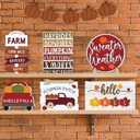 Jetec 12 Pcs Thanksgiving Tiered Tray Decor Pumpkin Maple Leaf Table Centerpieces Decorations Farmhouse Truck Wooden Sign Decor for Autumn Harvest Home Kitchen Supplies