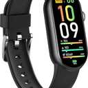 FITVII Ole Fitness Tracker with 24/7 Heart Rate and Blood Pressure Monitor, Blood Oxygen Sleep Tracking Step Calories Counter IP68 Waterproof Activity Tracker for Women Men (Black)