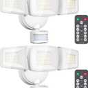 NOVOSTELLA Security Lights Motion Sensor Outdoor, 2Pack LED Flood Lights with Remote, Dusk to Dawn 45W 5000lm 5000K, 3 Heads Wired Wall Adjustable Floodlights, IP65 Waterproof for Garage Yard House