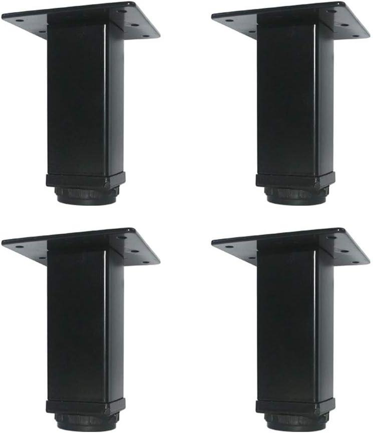 QLLY 6 inch Adjustable Metal Furniture Legs, Square Office Table Desk Leg, Table Leg, Set of 4 (Black)