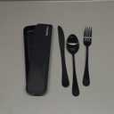 4-pieces Travel Set with Case Portable Silverware Utensils Set for work, Stainless Steel Reusable Flatware Set Cutlery Set for Camping Picnic Hiking Office (8inch, Matte Black)