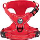 PoyPet No Pull Dog Harness, No Choke Reflective Dog Vest, Adjustable Pet Harnesses with Easy Control Padded Handle for Small Medium Large Dogs(Red Matching Trim,XS)