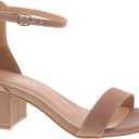 TOP Moda Darcie-1 Ankle Strap Dressy High Heel Sandal, Non-slip Sole, For Wedding, Party, Prom, Evening Wear, or Any Occasion, Sleek Style Block Heel Sandals (9, Taupe Nubuck)